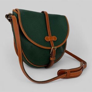 Dooney & Bourke Overland Crossbody AWL Green Leather Saddle Equestrian Bag 80s